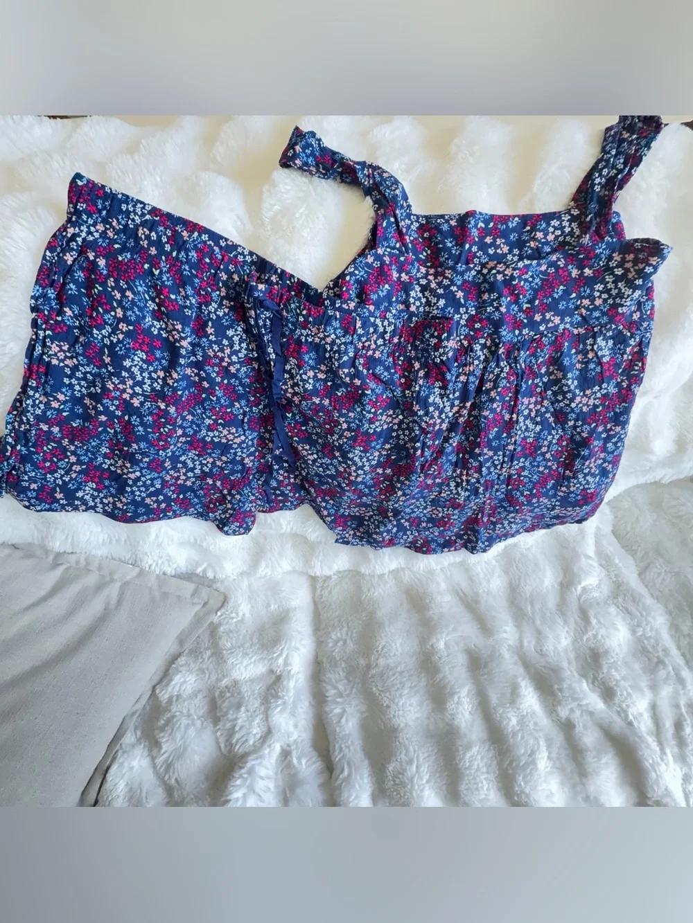 NWT croft & barrow Navy Blue Floral 2 piece sleepwear PJ Camisole Set Sz. XL